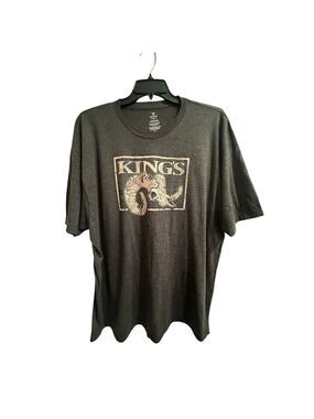 KINGS Mens T-Shirt Gray XXXL / 3X Mountain Goat Skull Horns Ram Short Sleeves